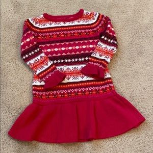 Gap red fair isle sweater dress girl toddler 4